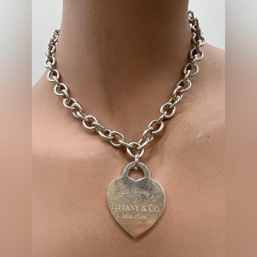 🔴Authentic EXTRA LAEGE TIFFANY & CO Vintage RTT Heart Pendent Link Necklace 🔴 - Picture 13 of 14